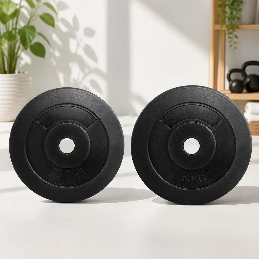30kg Barbell Weight Plates Standard 31mm Heavy-duty Rubber Surface for Home Gym Exercise