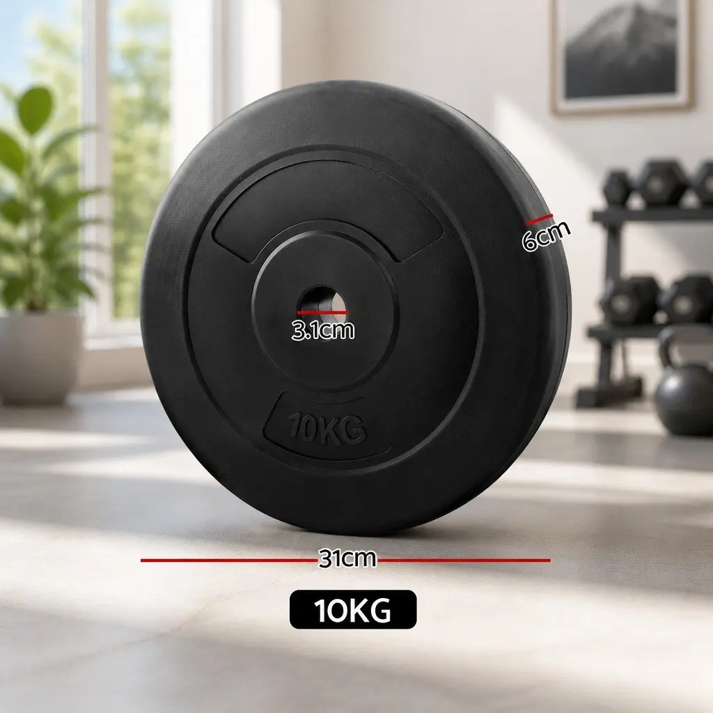 Standard Barbell Weight Plates 60kg Heavy-Duty Rubber Surface for Home Gym Exercise Fitness