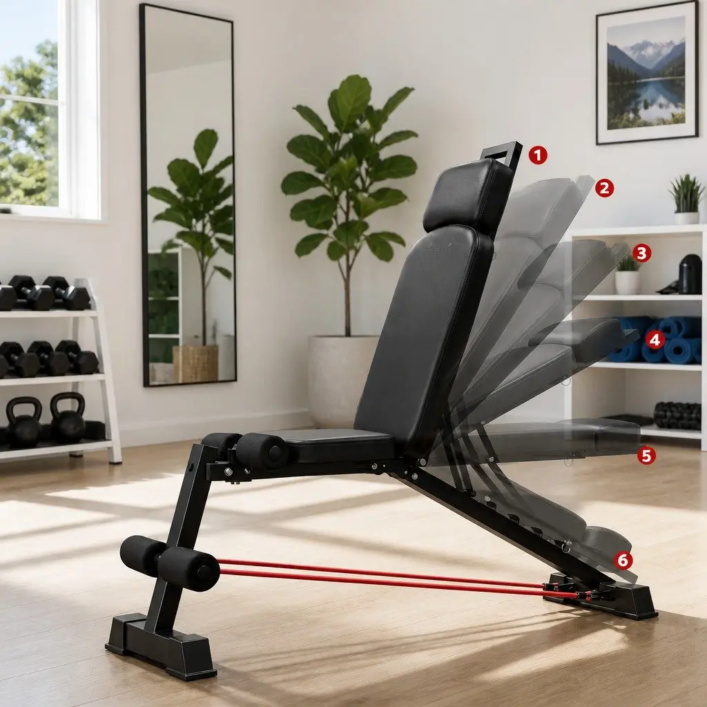 Adjustable Weight Bench Foldable Multi-Function Home Gym Training FID Pull Up Machine