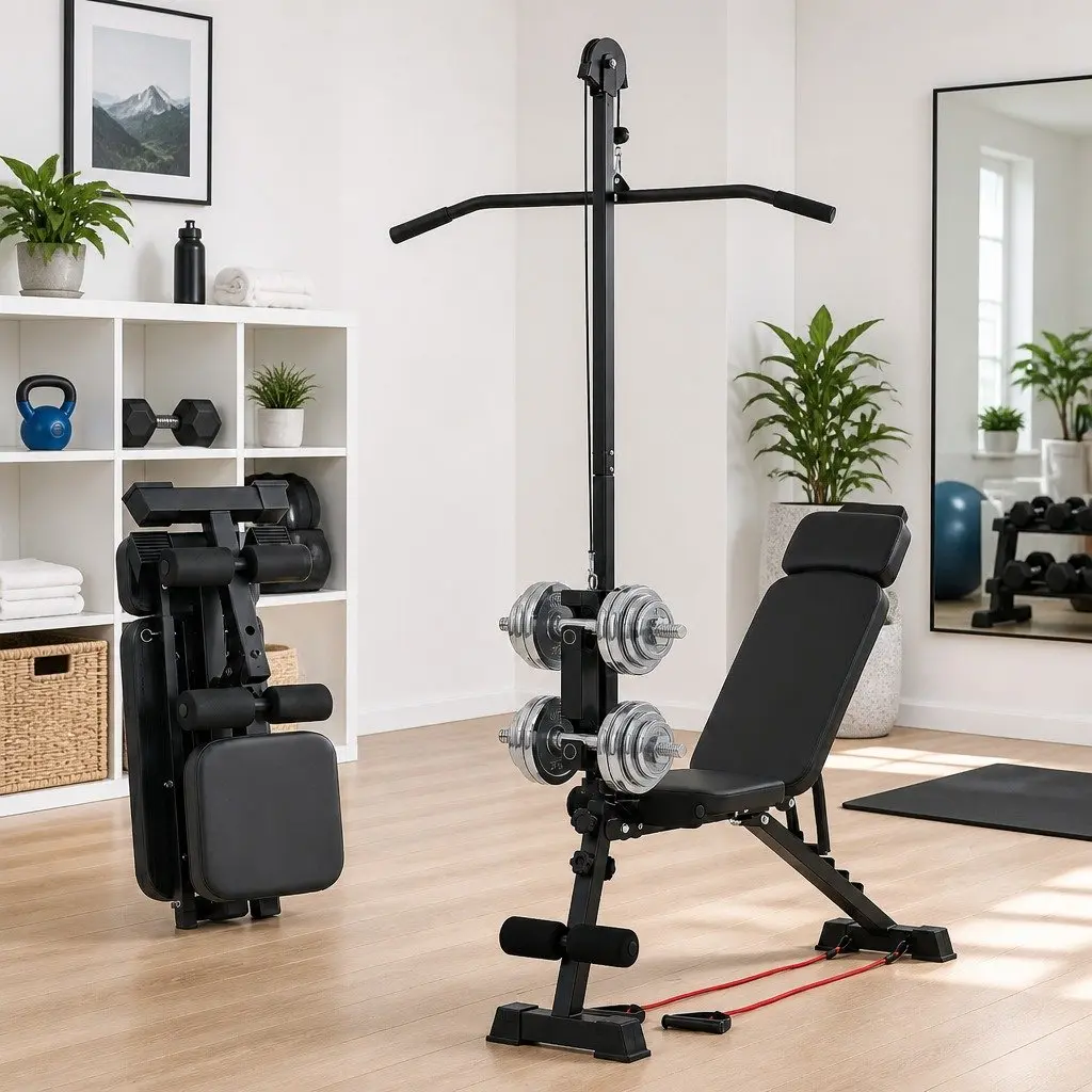 Adjustable Weight Bench Foldable Multi-Function Home Gym Training FID Pull Up Machine