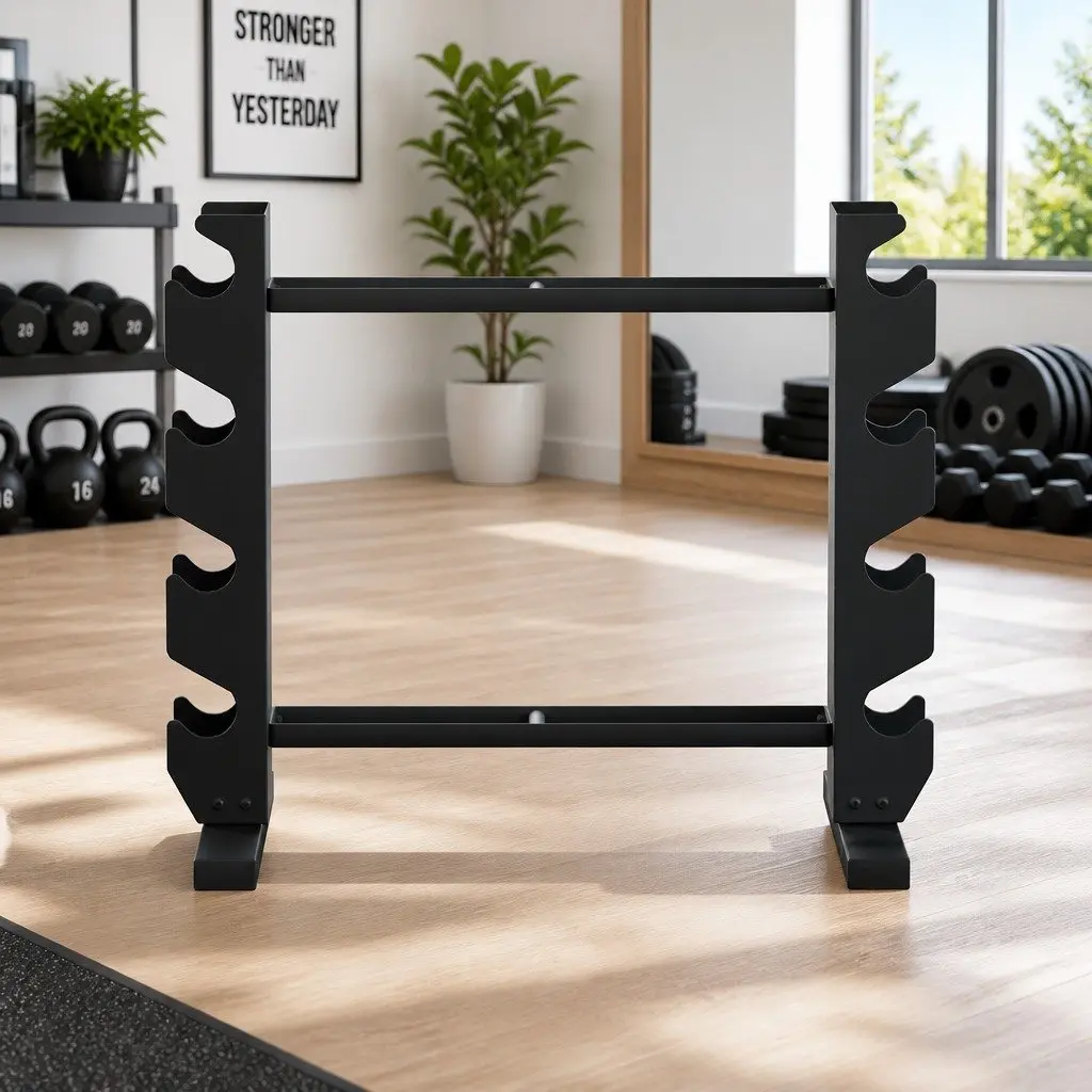Dumbbell Rack 2-Tier Compact Steel Weight Storage Stand Home Gym 200kg Capacity Black