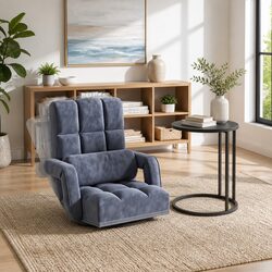 Floor Lounge Chair Recliner & C-Shape Side Table Set Swivel Adjustable Living