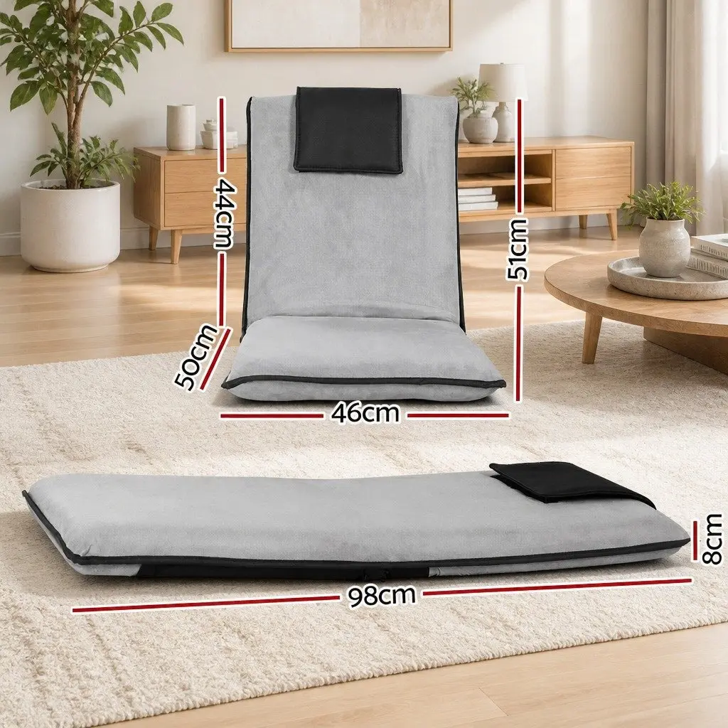 Floor Lounge Sofa Bed Recliner Chair Folding Adjustable Backrest with Headrest
