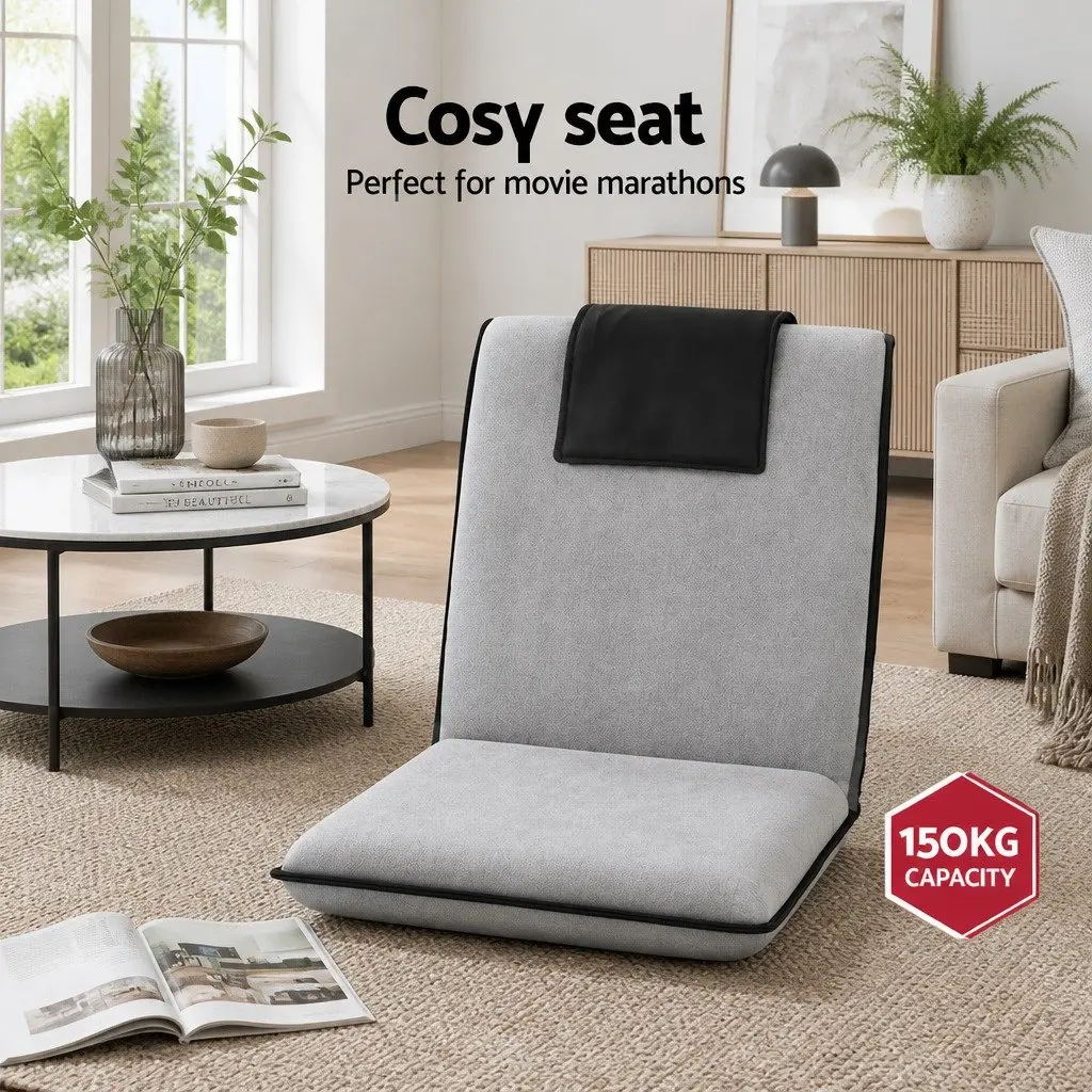 Floor Lounge Sofa Bed Recliner Chair Folding Adjustable Backrest with Headrest