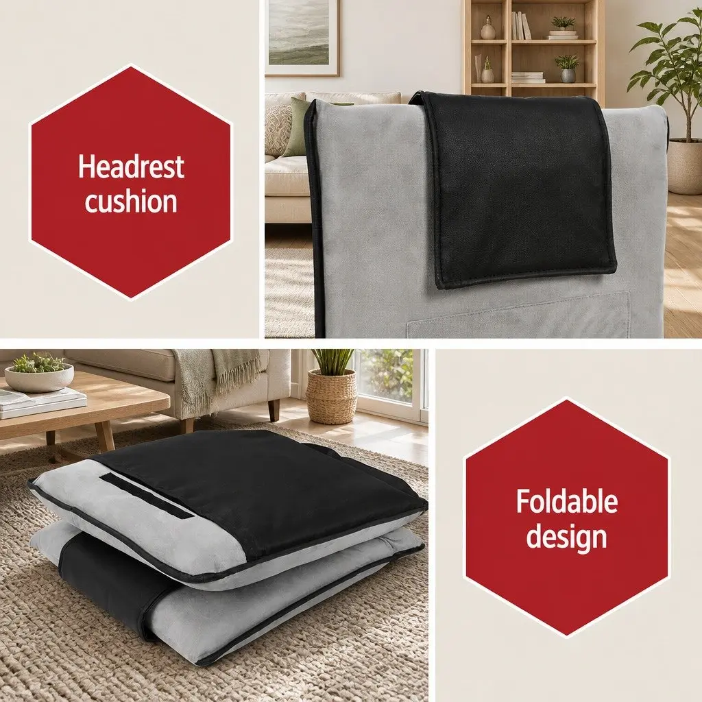 Floor Lounge Sofa Bed Recliner Chair Folding Adjustable Backrest with Headrest