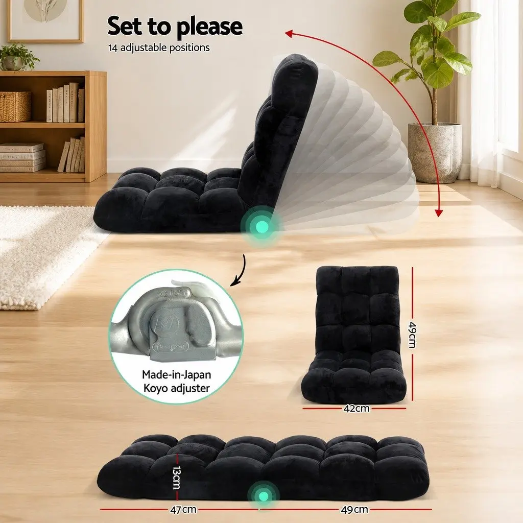 Folding Floor Lounge Chair with 2-Tier Coffee Table Bundle Adjustable Positions Compact Living Room Set