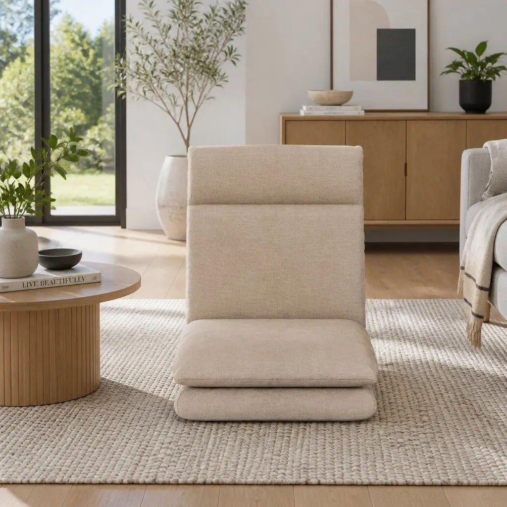 Floor Chair Sofa Lounge 1 Seater Reclining Foldable Portable with Adjustable Headrest and Multiple Positions