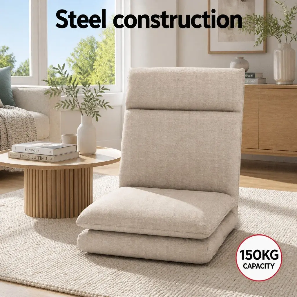Floor Chair Sofa Lounge 1 Seater Reclining Foldable Portable with Adjustable Headrest and Multiple Positions
