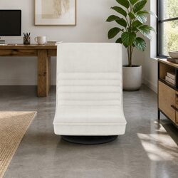 Floor Lounge Sofa Swivel Foldable Recliner Chair White Linen Armchair