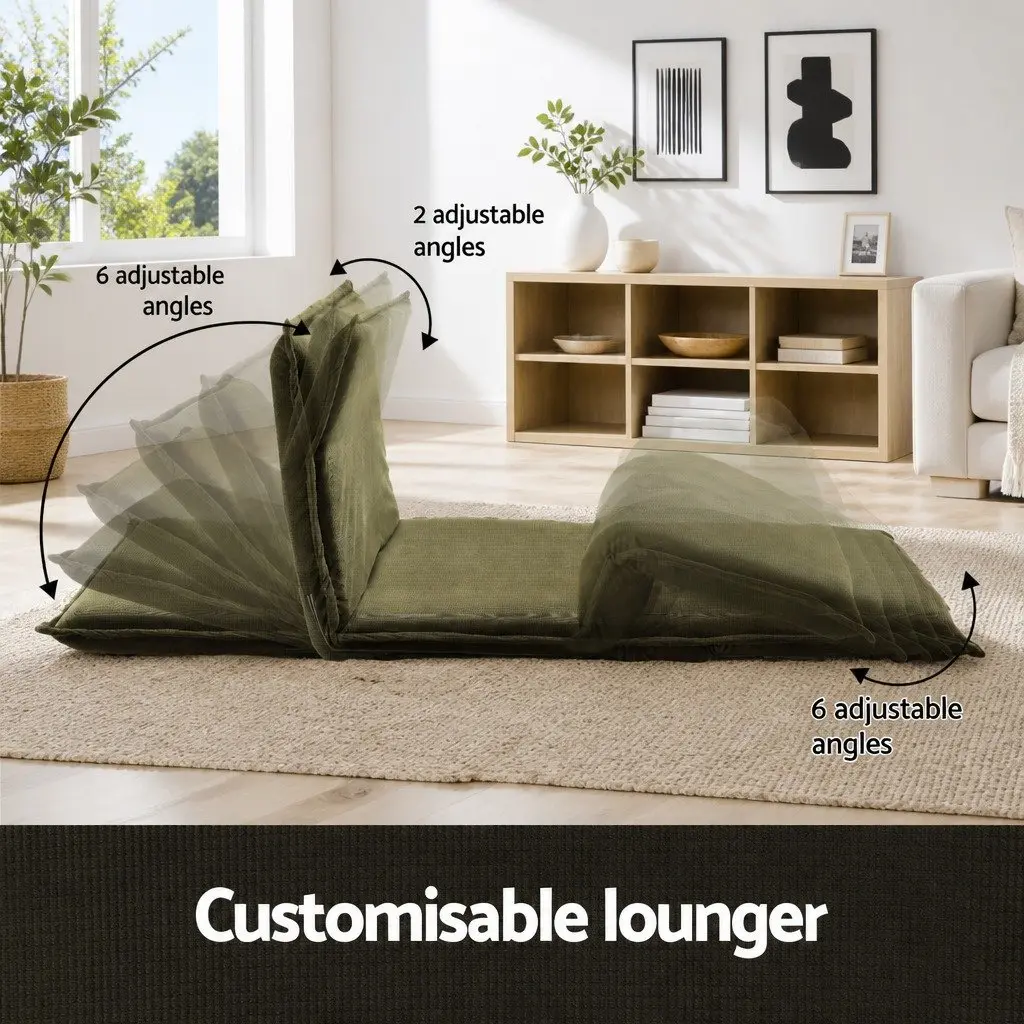 Floor Lounge Sofa Bed Chair with Adjustable Backrest and C-shaped Marble Effect Side Table