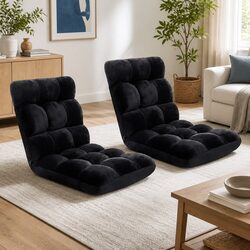 Black Flannel Recliner Lounge Sofa Chair Set for Relaxation