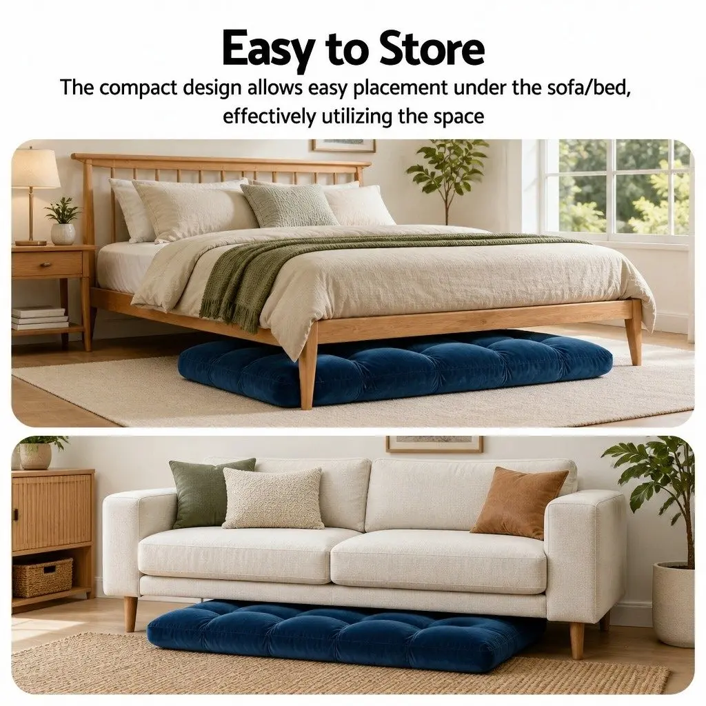 Adjustable Floor Lounge Sofa Bed Chair Navy Flannel Fabric 14 Positions Recliner 2 Piece