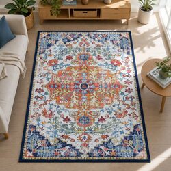 Beige Washable Geometric Area Rug 240X340cm for Modern Living