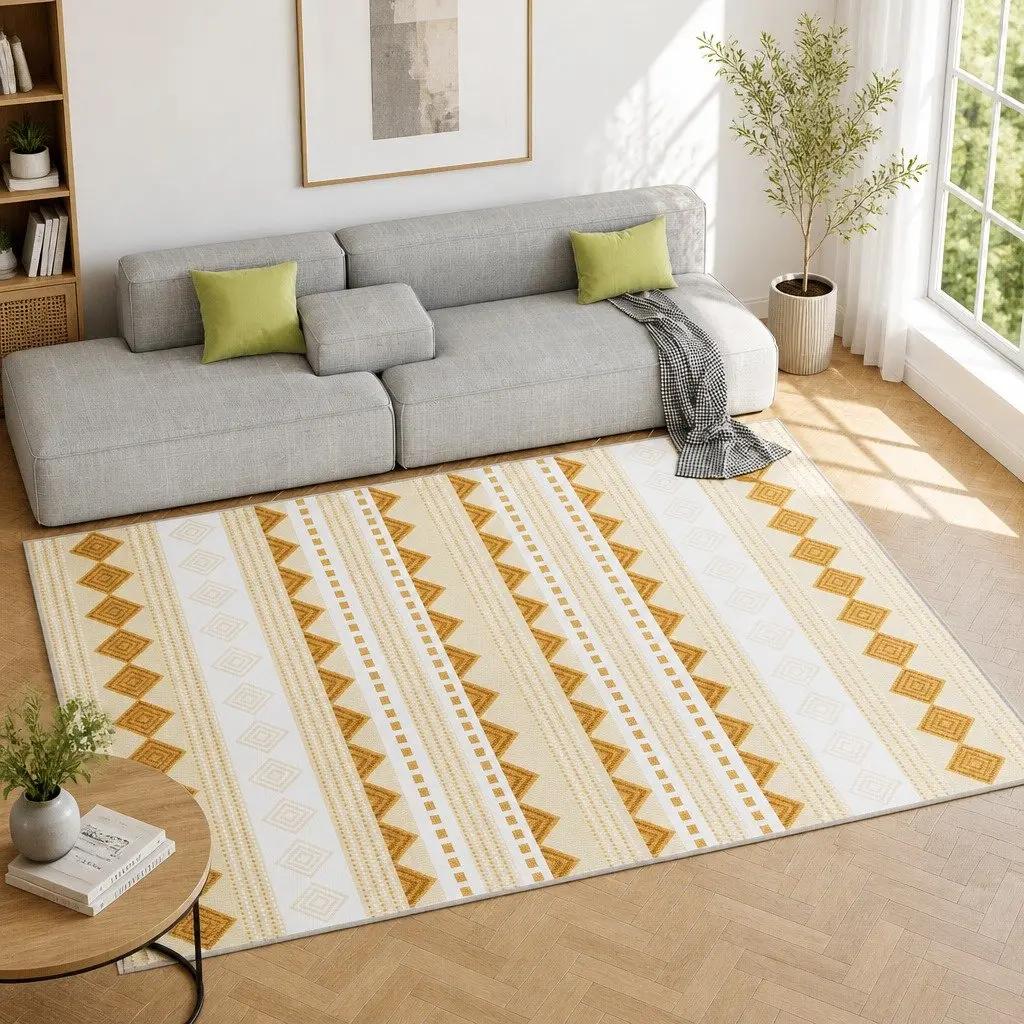 Floor Rug 200x290cm Bohemian Style Machine Washable Soft Carpet