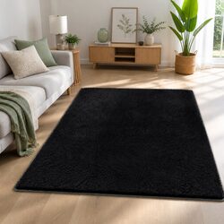 Enhance Your Space with This Black Plush Shaggy Rug 140x200cm