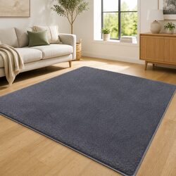Floor Rug 200x230cm Shaggy Area Carpet Living Room Bedroom Dark Grey Plush