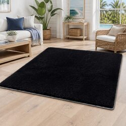 Enhance Your Space with a Black Plush Shaggy Area Rug