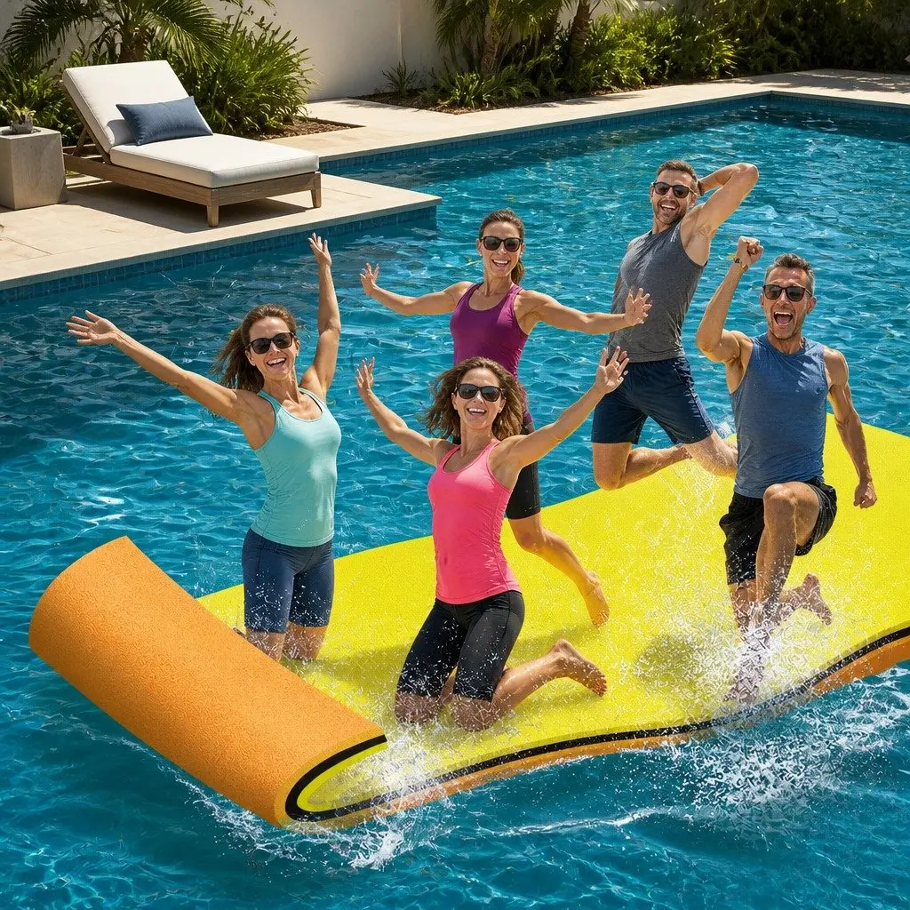 Floating Water Mat 5.5x1.8m XPE Foam Pad with Three-layer Construction for Buoyancy and Stability