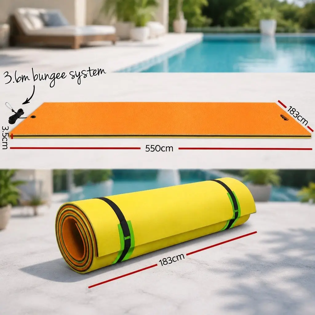 Floating Water Mat 5.5x1.8m XPE Foam Pad with Three-layer Construction for Buoyancy and Stability