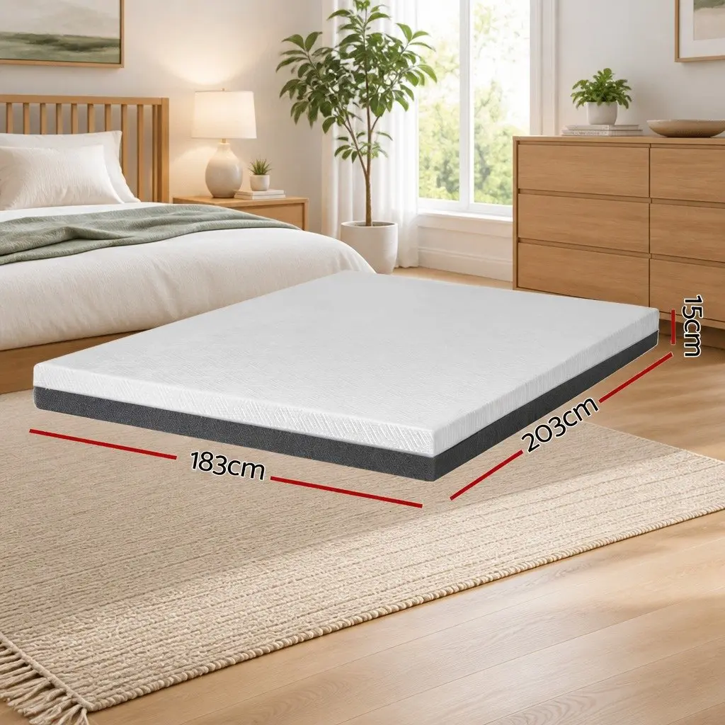 Memory Foam Mattress King 15cm Cool Gel Dual Firmness Hypoallergenic Sleep