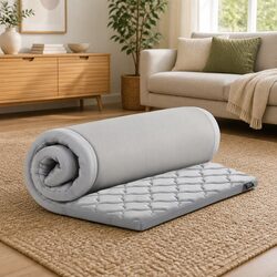 Single Foldable Camping Mattress Grey Portable Inflatable Mat Indoor Outdoor Bed