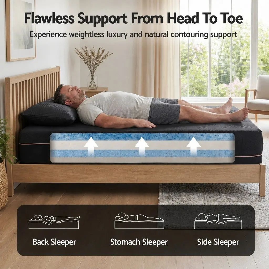 King Single Cooling Memory Foam Mattress 30cm Medium Firm Gel Comfort Pressure
