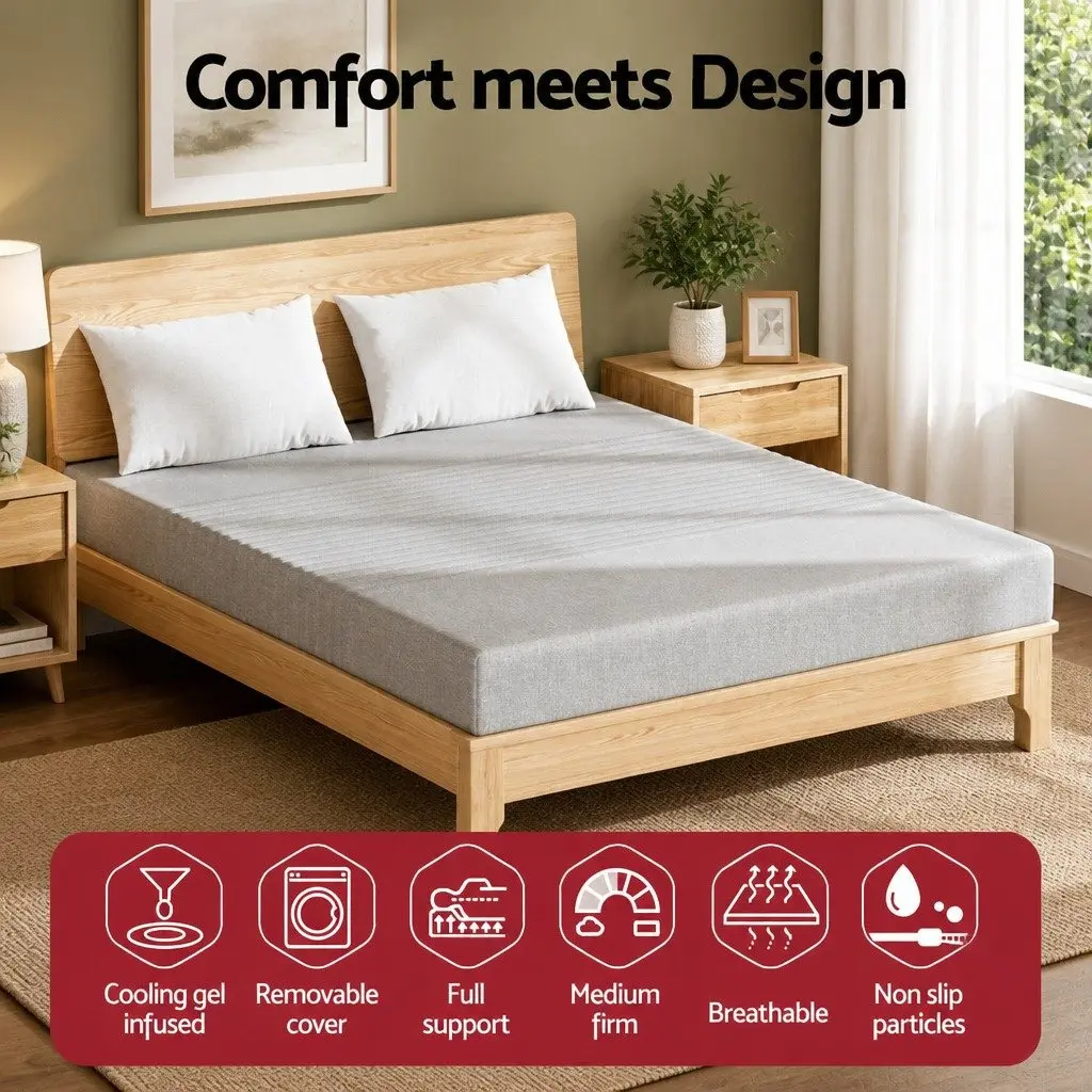 Queen Memory Foam Mattress 15cm Gel-Infused Medium-Firm Support Bamboo Cover