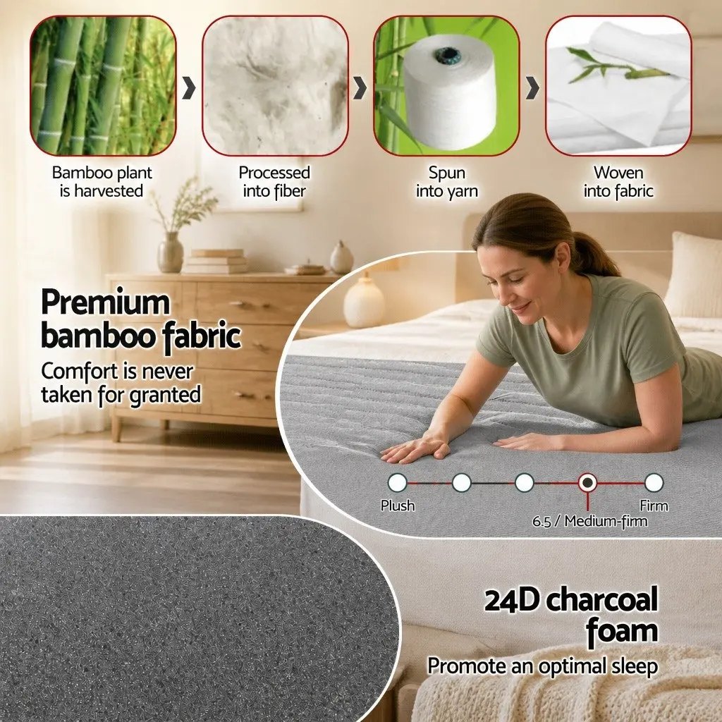 Queen Memory Foam Mattress 15cm Gel-Infused Medium-Firm Support Bamboo Cover