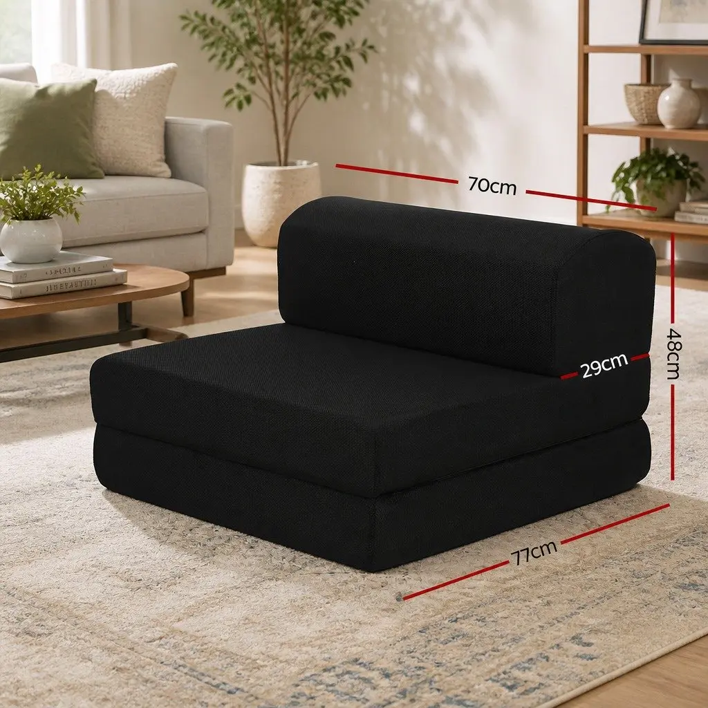 Foldable Foam Mattress Sofa Bed Black Convertible Guest Sleeping Mat Storage
