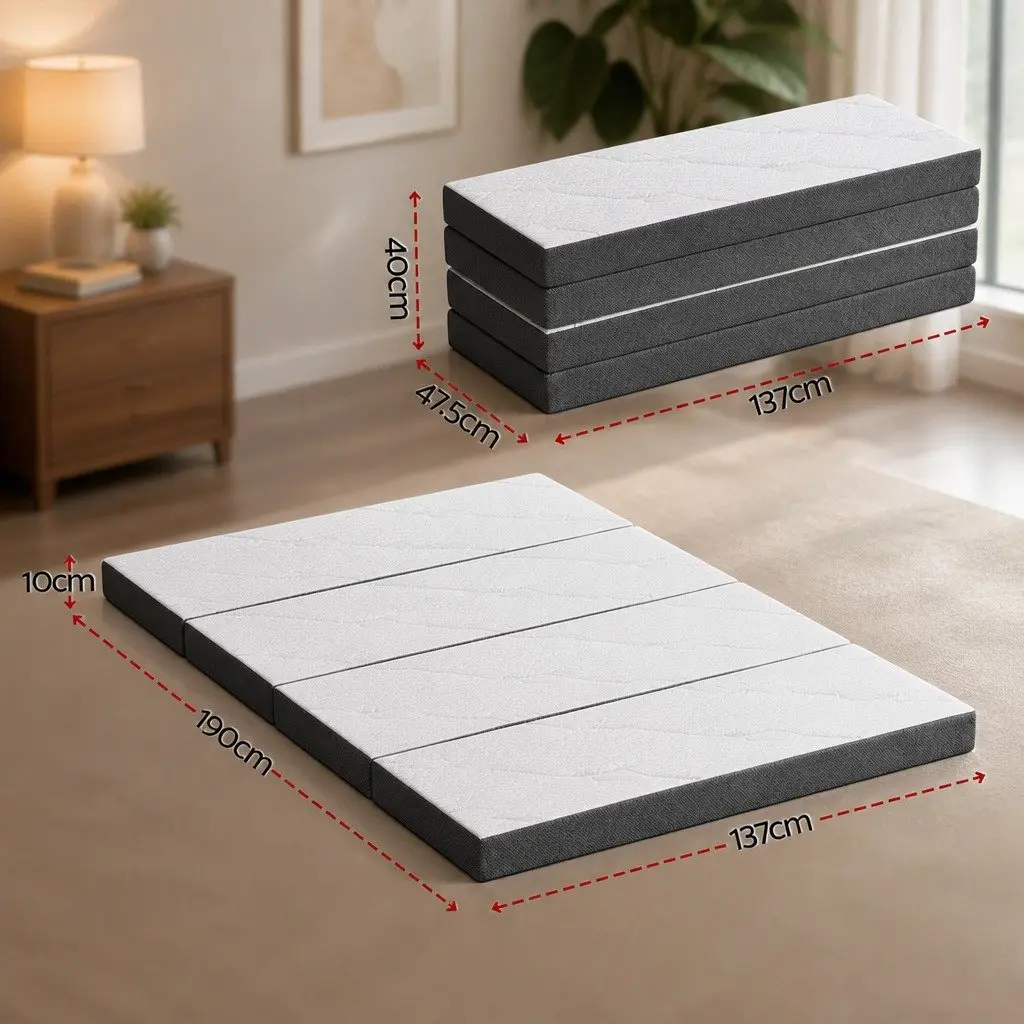 Foldable Foam Mattress Queen Size Folding Bamboo Double Bed Sofa Guest Bedding
