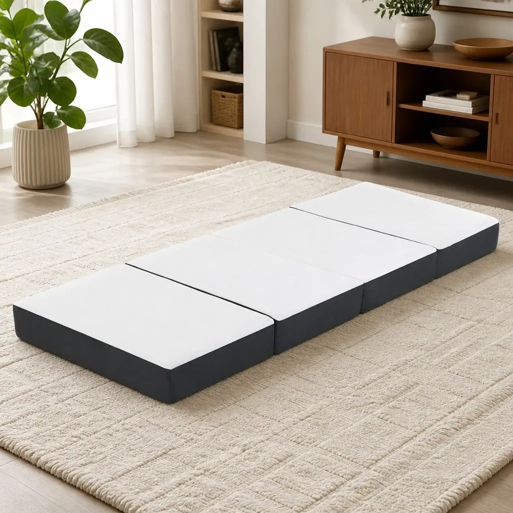 Foldable Foam Sofa Bed Mattress Grey Single Convertible Couch for Small Spaces