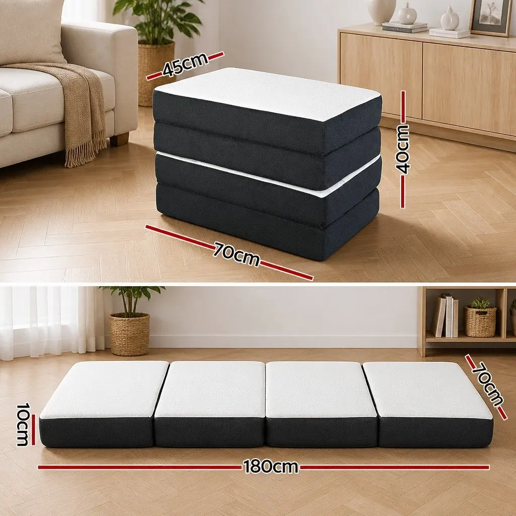 Foldable Foam Sofa Bed Mattress Grey Single Convertible Couch for Small Spaces
