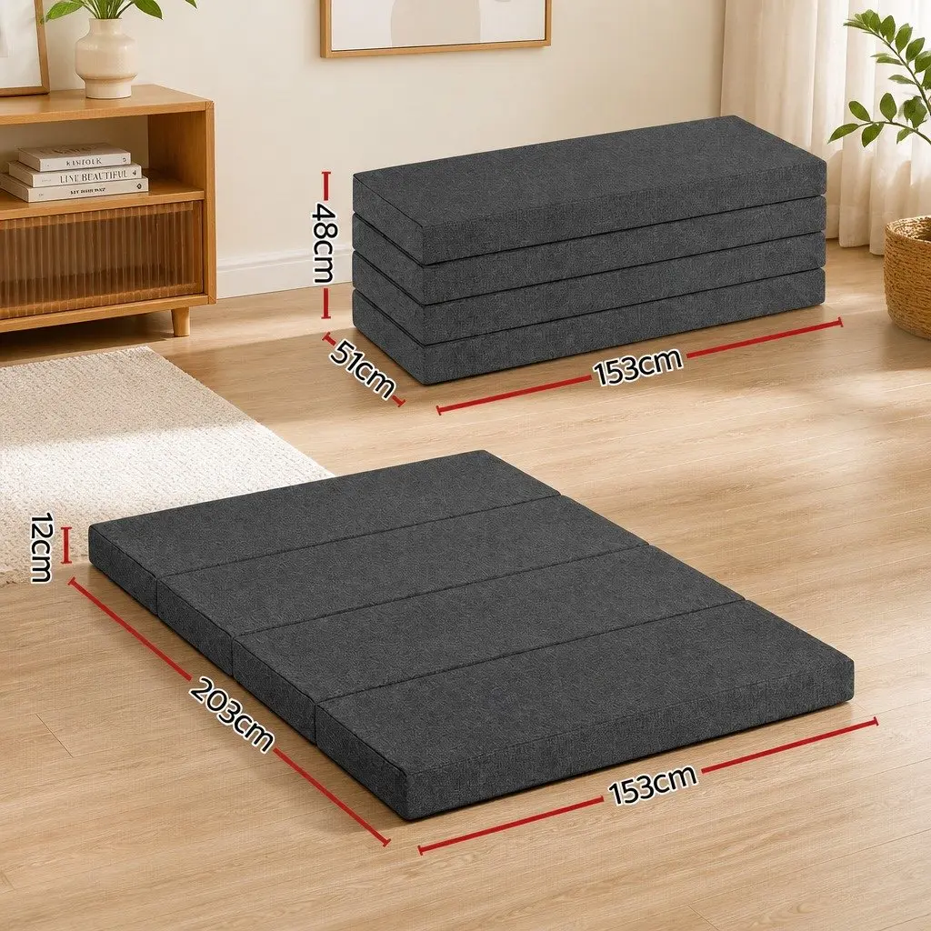 Foldable Foam Mattress Queen Size Convertible Bed Chair High-Density Foam Support