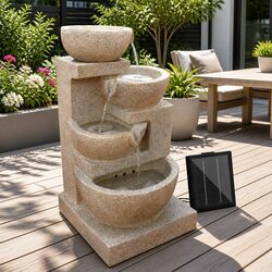 Solar Water Fountain 4-Tier Cascading LED Feature 72CM Height Sand Garden Decor