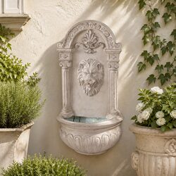 Enhance Your Garden with a Beige Lion Wall Fountain