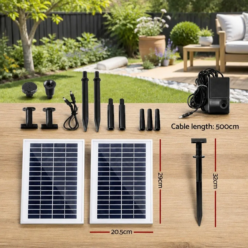 Solar Pond Pump Submersible Water Fountain Kit with 2 Solar Panels 7.2FT Lift