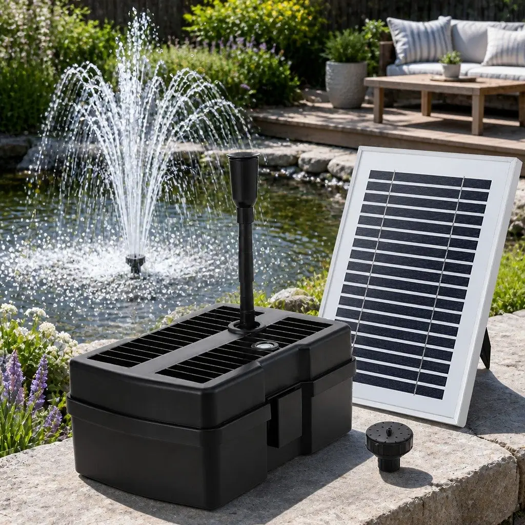 Solar Submersible Water Fountain Pump 4.6FT 470L/H with Filter Box