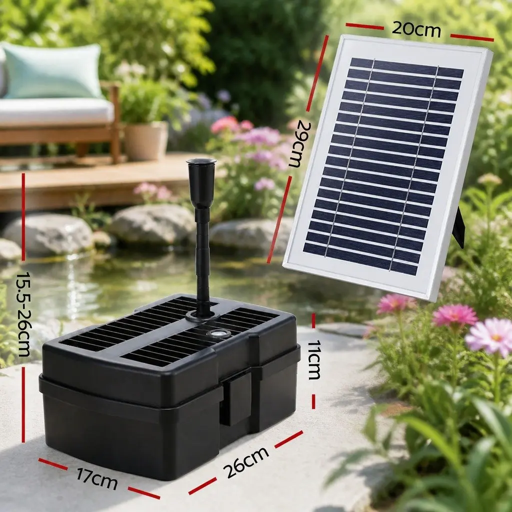 Solar Submersible Water Fountain Pump 4.6FT 470L/H with Filter Box