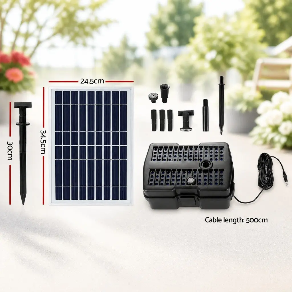 Solar Pond Pump 6.6FT Water Fountain Submersible Filter Box Outdoor Garden