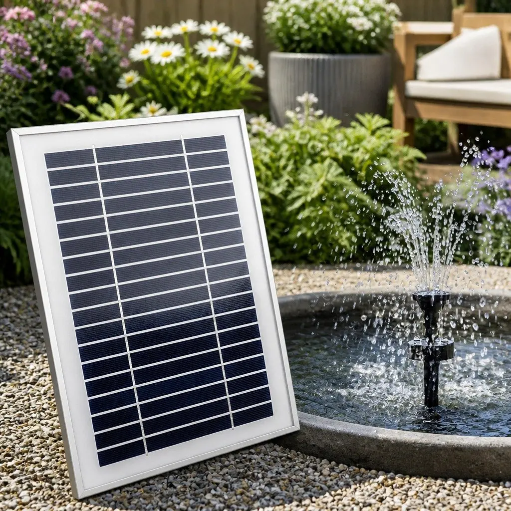 Solar Pond Pump Submersible Fountain with Battery Kit LED Lights 5m Cable IP68 Waterproof