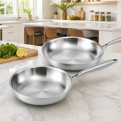 Stainless Steel Skillet Set for Effortless Cooking 25cm 30cm