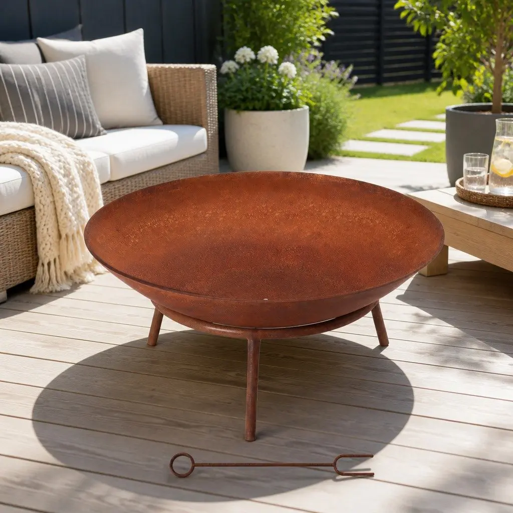 Fire Pit 56cm Iron Bowl Outdoor Garden Patio Camping Portable Burning Charcoal