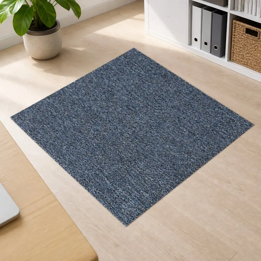 Carpet Tiles 50cm x 50cm Heavy Duty Commercial Blue Self-Adhesive 20 Piece
