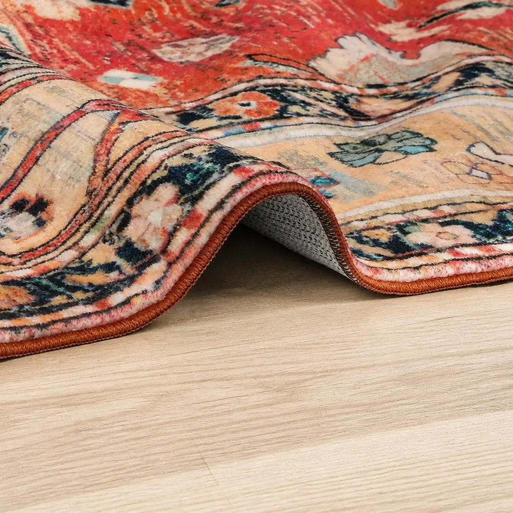 Vintage Area Rug Washable Floor Carpet Polyester Living Room Bedroom Decorator