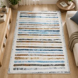Stylish Washable Stripe Carpet Rug for Any Room 160x120cm