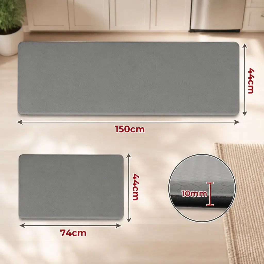 Kitchen Mat 2PCS Non Slip Anti Fatigue Grey Soft Rug