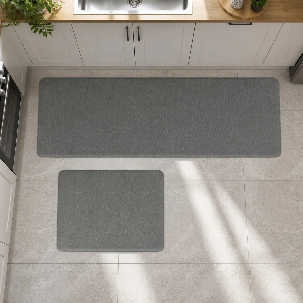 Kitchen Mat 2PCS Non Slip Anti Fatigue Grey Soft Rug