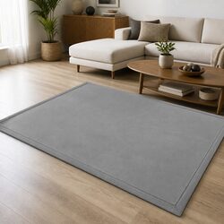 Coral Velvet Area Rug Large Mat 150x200cm Grey Soft Padding Floor Carpet