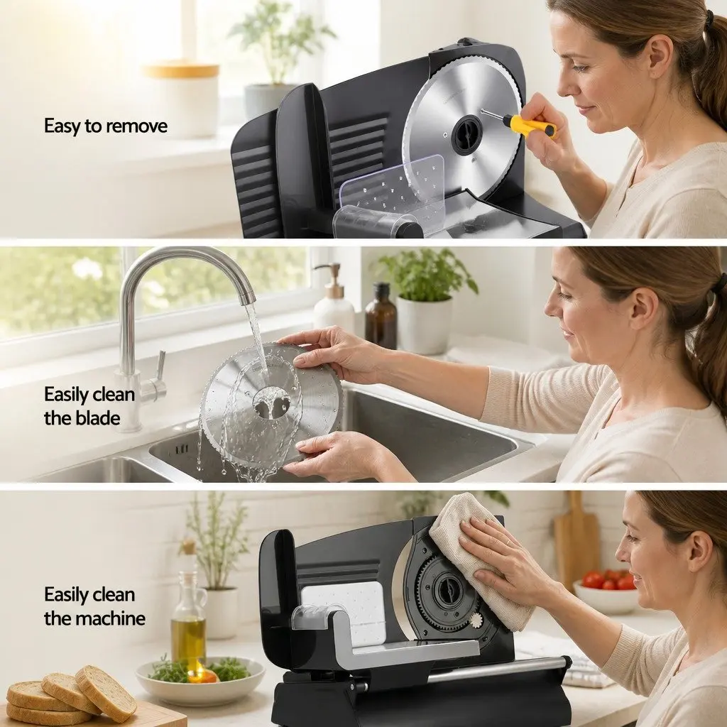Food Slicer 200W Adjustable Thickness 0-15mm Stainless Steel Blade