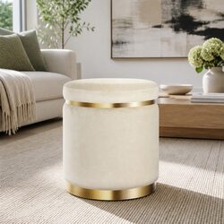 Elegant Round Velvet Ottoman Footstool for Your Home